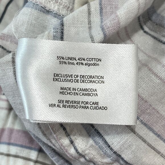 EDDIE BAUER SHORTS WOMENS SMALL‎ STRIPED LINEN BLEND CUFFED LOUNGE BAGGY - Picture 6 of 11